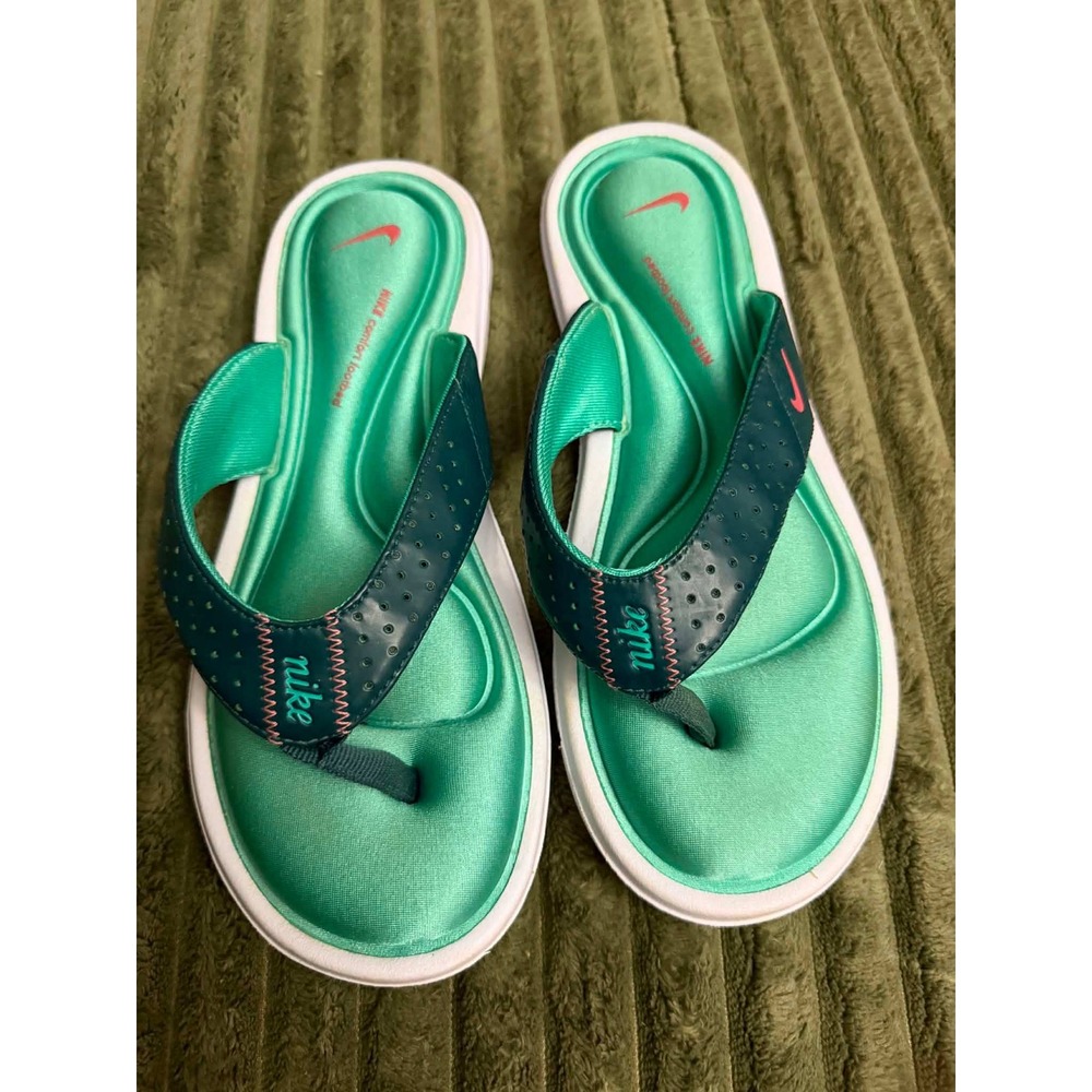 Nike Womens 7 Teal Green Comfort Footbed Flip Flop Sandals Thong Athletic Slide